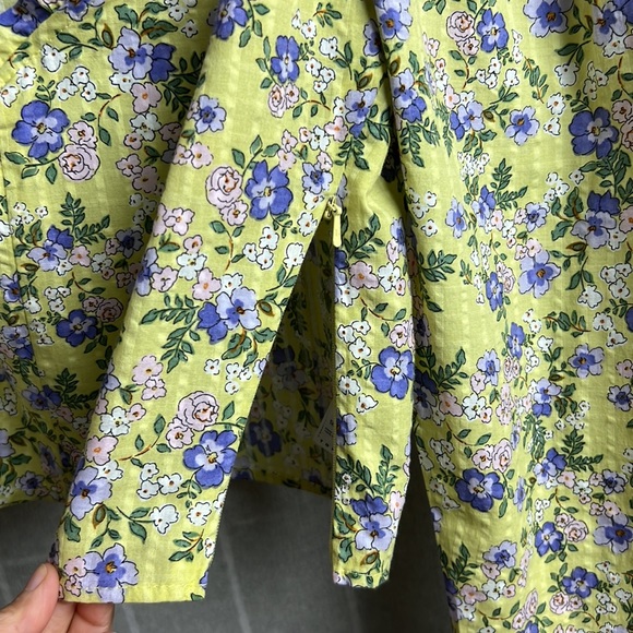 Topshop Floral Long Puff Sleeve Crop Top, Green - Size 2 - Picture 6 of 9